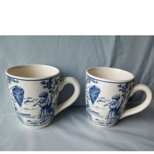 Waverly Mugs Set Of 2 Rare Blue And White Please See Description